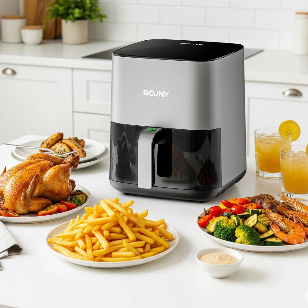Digital Air Fryer 1450W 5L Oil-Less Cooker, Touch Control Air Fryer Oven with Visible Window for Home