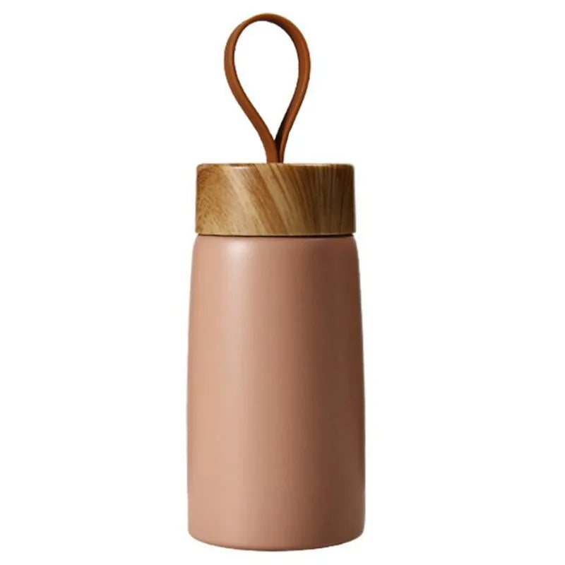 PortableThermal Cup Double Wall Travel Mug Creative Wood Grain Mini Cups Stainless Steel Vacuum Insulated Bottle