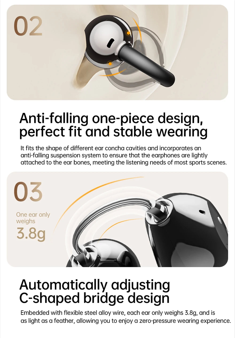 Earphone with Bluetooth 6.0 version X62 - Open-air wireless headphones for sports, commuting, low latency, high fidelity