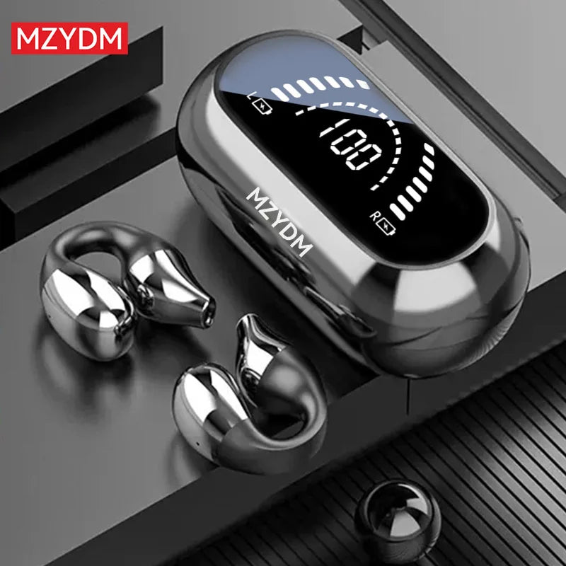 Wireless Bluetooth 5.2 Earphones Bone Conduction Earphones Sports Noise Reduction Ear Clip HiFI Stereo Earphones Digital Display