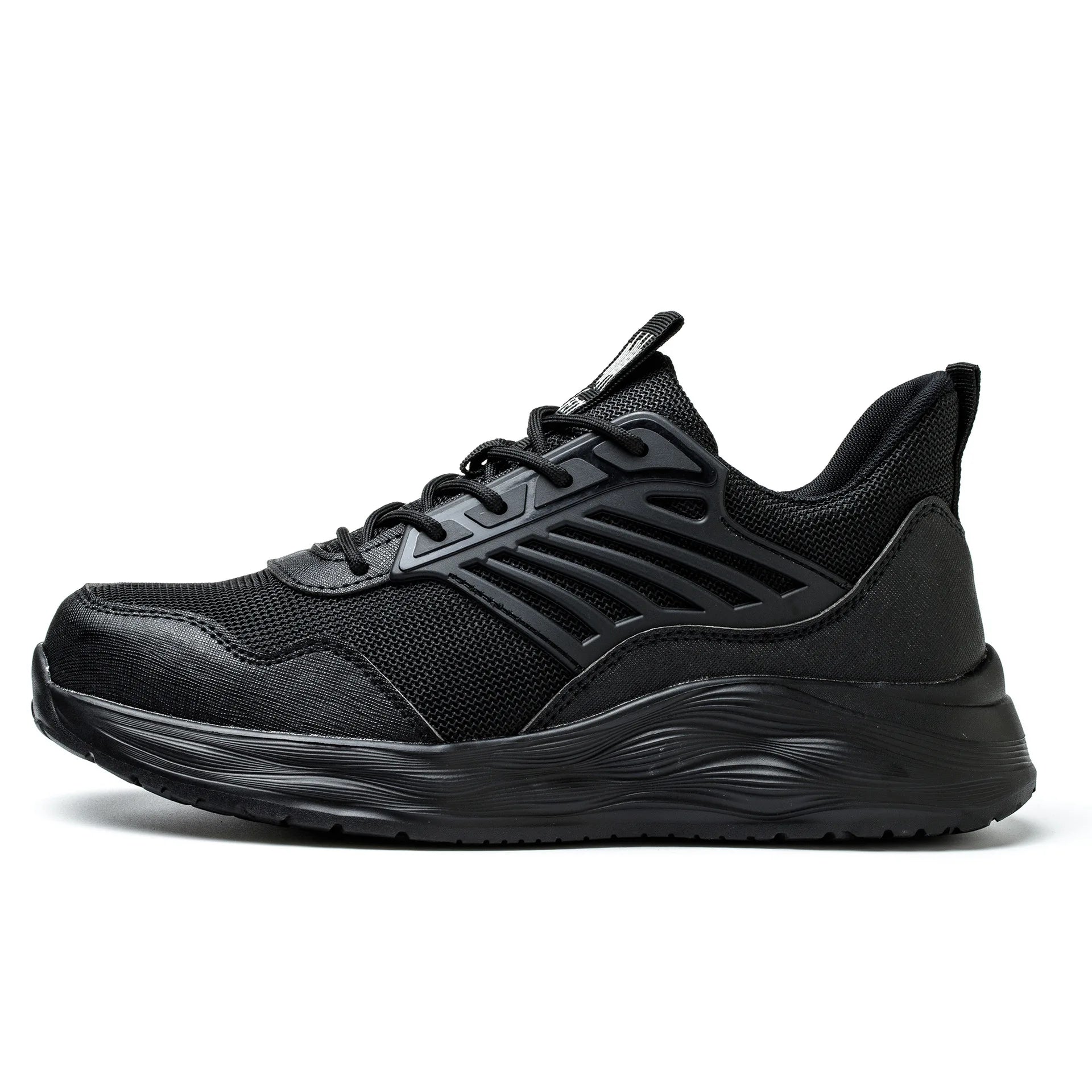 Men's Waterproof Steel Toe Shoes Safety Shoes Anti Compression Anti Puncture Comfortable Protection Pure Black Work Shoes