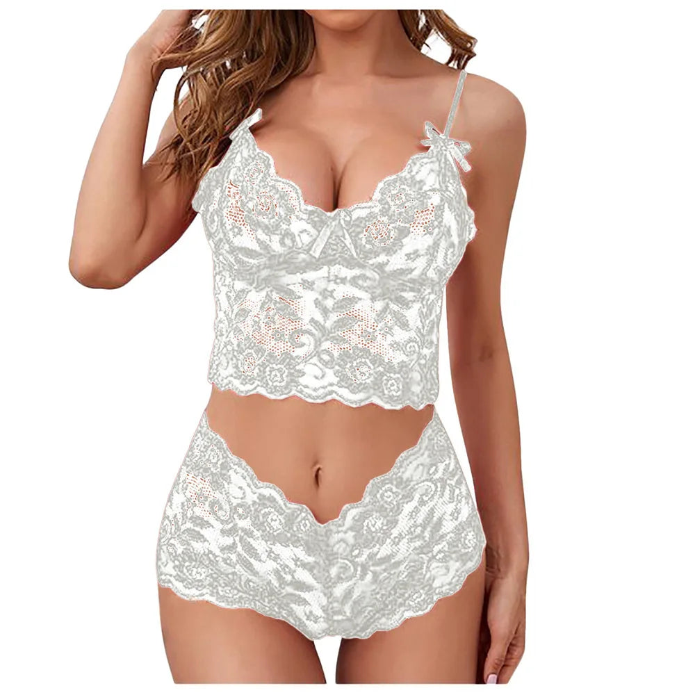 Red Bra Set For Women Transparent Erotic Underwear Hot Sexy Lingerie Woman Babydoll Dress Bra And Panties Two Piece Sets