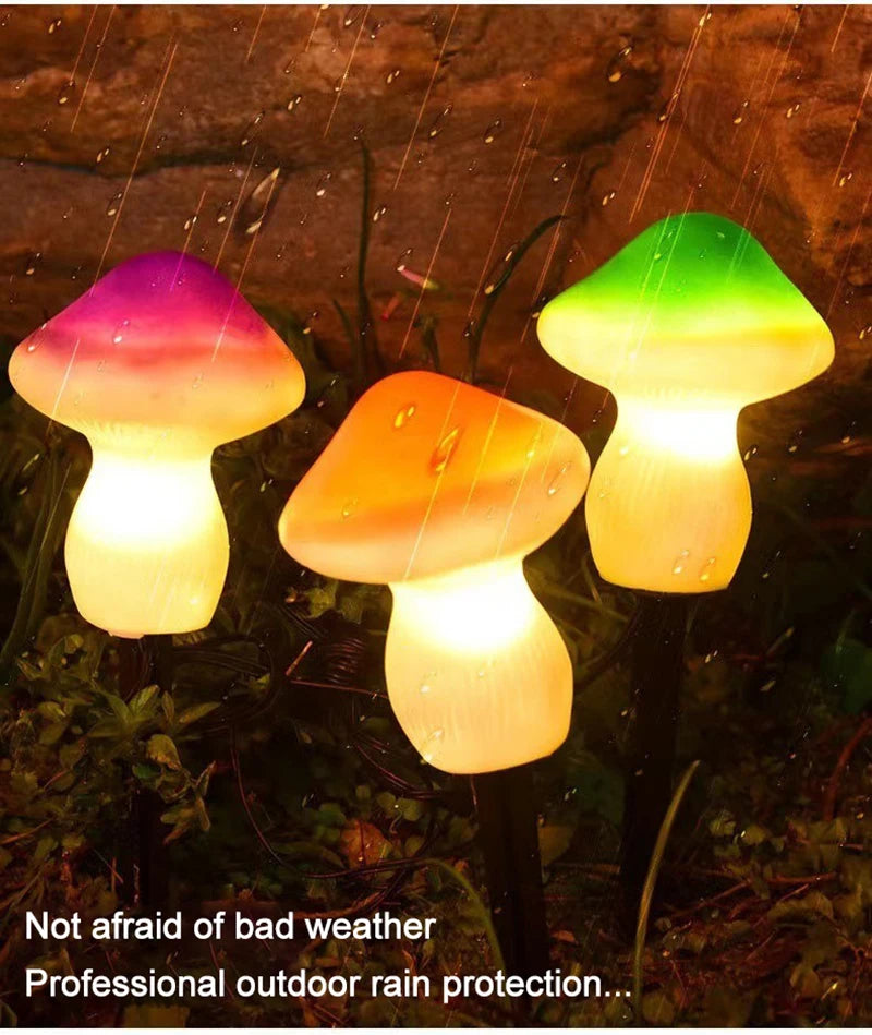 Solar Lights String Mushroom Lawn Fairy Lights LED Solar Lamps Outdoor For Garden Patio Terrace Path Landscape Decoration Lamps