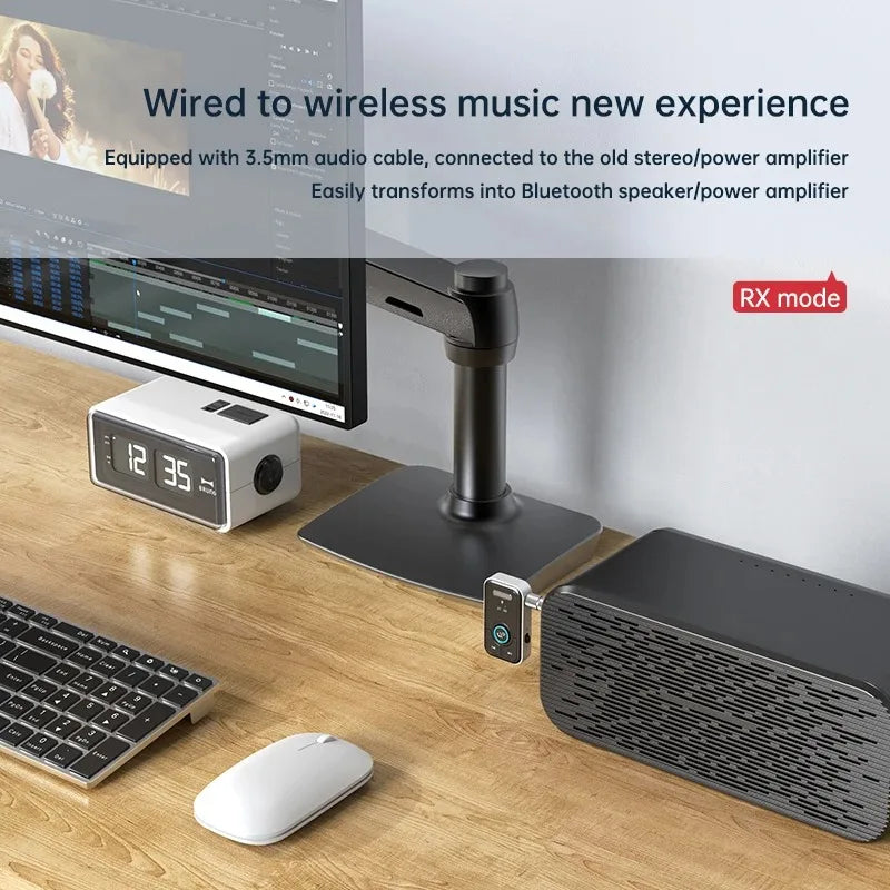 Bluetooth 5.3 Transmitter Receiver Adapter Wireless Audio For Car Music Headphone Speaker 3.5mm Jack AUX Wireless Audio Adapter