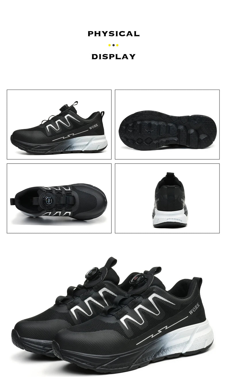 Men‘s Work Shoes Steel Toe Anti-smash Shoes Indestructible Safety Shoes Lightweight Breathable Sneakers Construction Site Shoes