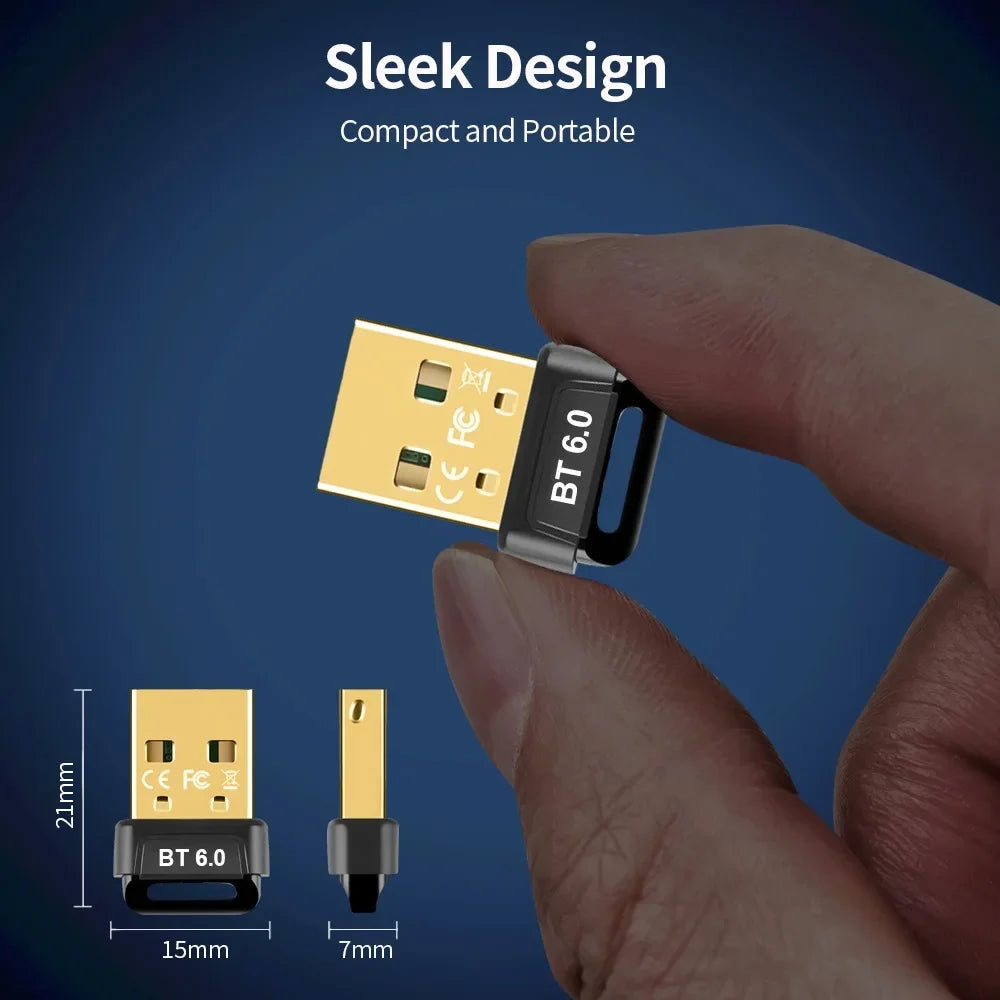USB Bluetooth 6.0 5.4 Adapter Transmitter Bluetooth Receiver Audio Bluetooth Dongle Wireless USB Adapter for Computer PC Laptop