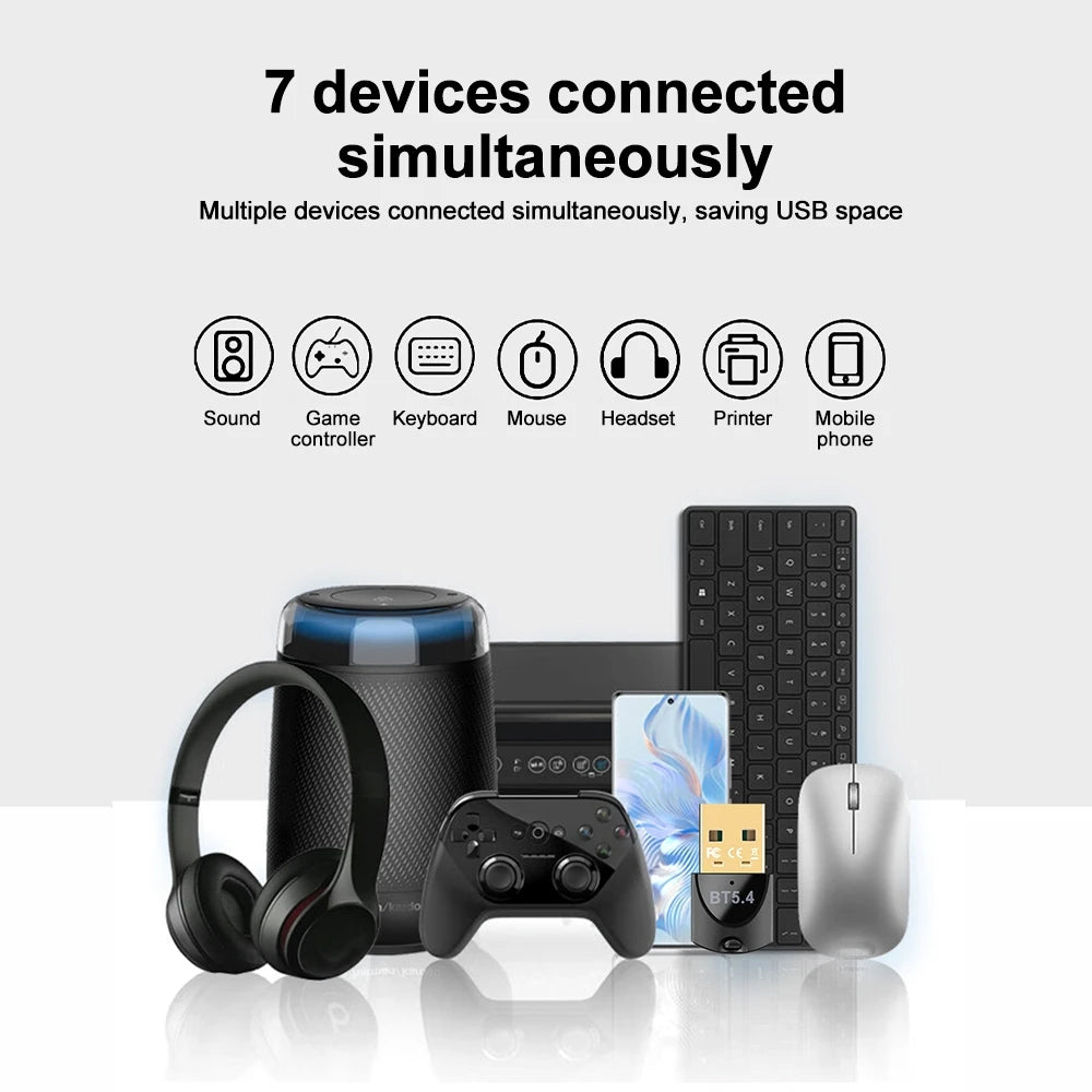 Bluetooth Adapter USB Bluetooth 5.4 for PC Dongle Adaptador Wireless Mouse Keyboard Music Audio Receiver USB Transmitter