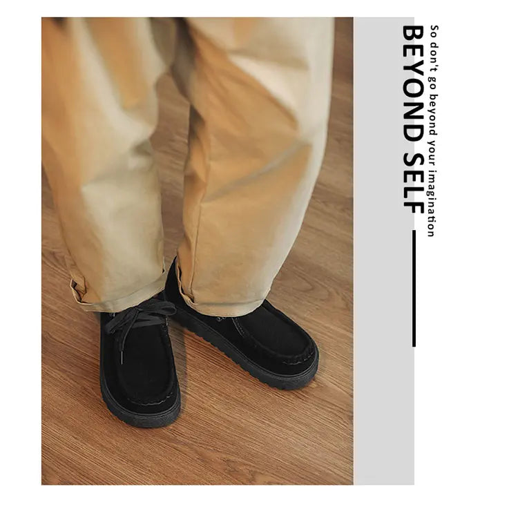 STRONGSHEN Men Casual Shoes Suede Leather Board Shoes Men Retro Thick Soled Suede Shoes Man Zapatos Para Hombre Calzado Hombre