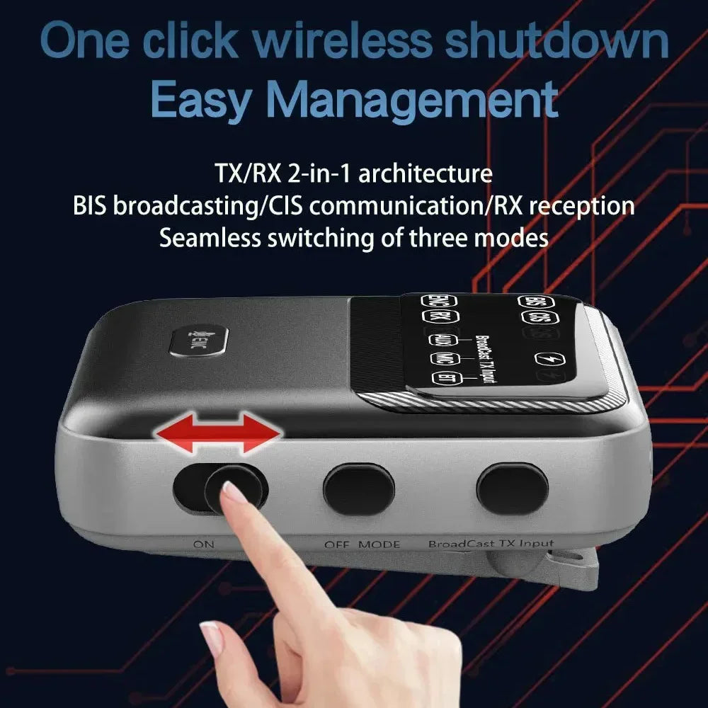 Bluetooth 6.0 Audio Receiver Transmitter ENC Wireless Broadcast One with Multiple Audio System with Mic  for Church Tour Guide