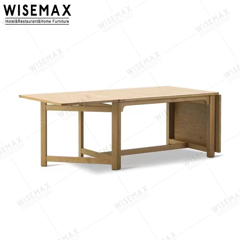 FURNITURE Modern Multi-functional Foldable Oak Wood Table Rectangle Wooden Folding Dining Table for Home Apartment