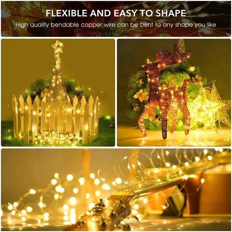Solar String Fairy Lights 12M 100LED / 22M 200 LED Waterproof Outdoor Garland Solar Power Lamp Christmas For Garden Decoration