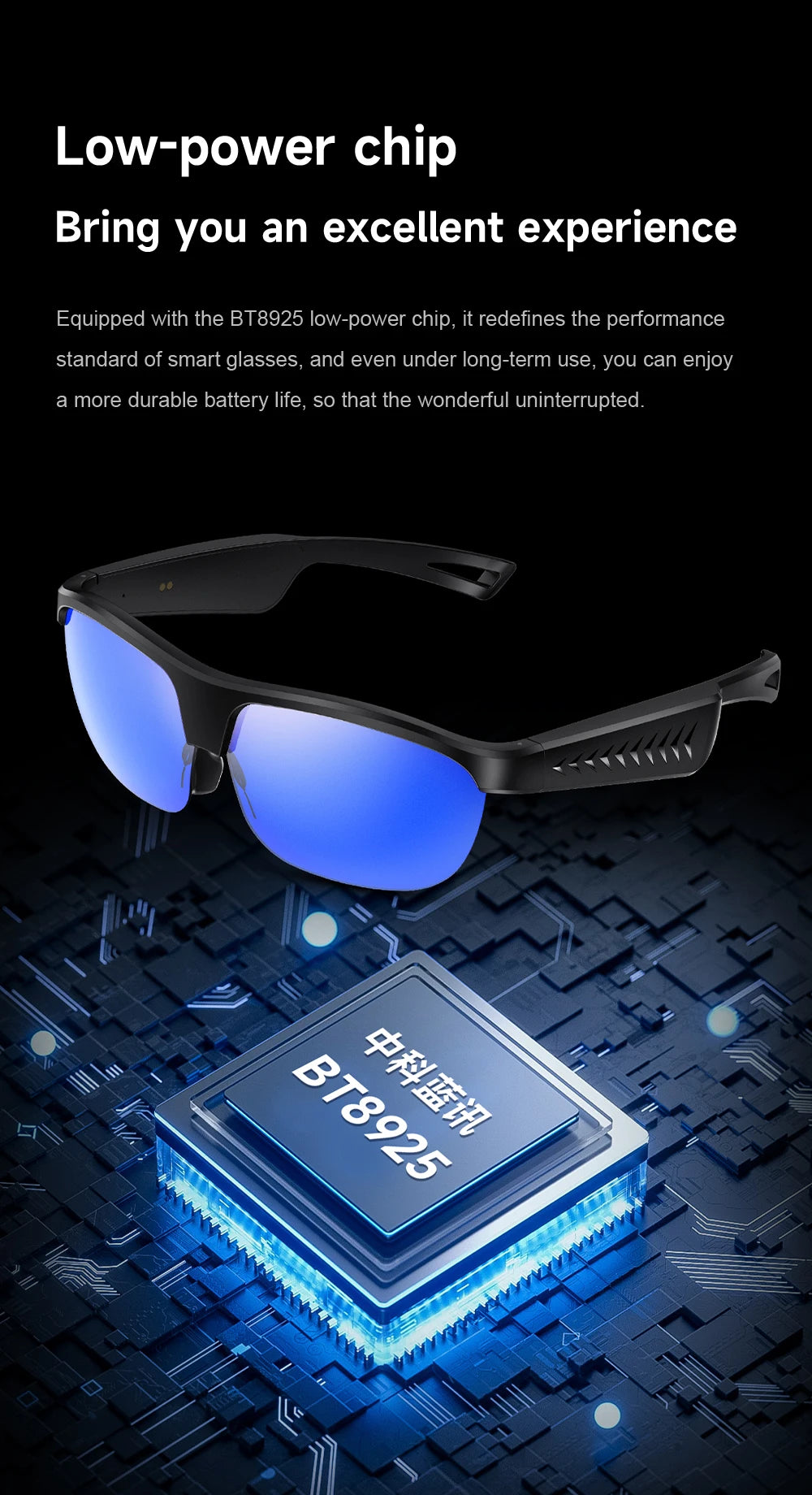 Fashion Bluetooth Smart Glasses Men Women Intelligent Noise ReductionBOSS Sound Chamber Speaker Clear Call UV Protection Lens
