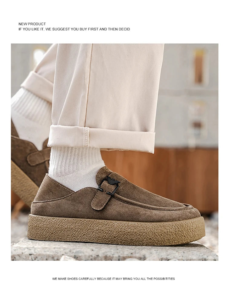 New autumn and winter men's shoes high-quality suede casual shoes British style thick soled board shoes fashionable slippers
