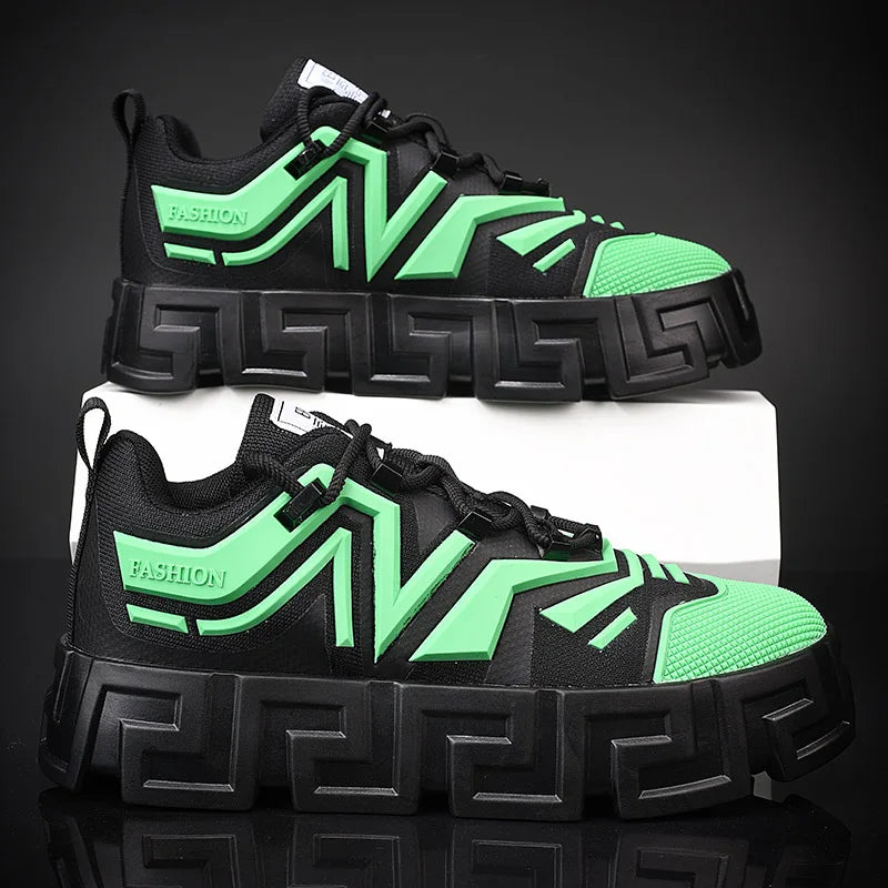 Men's Casual Sports Shoes, Fashionable Thick Soled Skateboarding Shoes, Trendy and Comfortable Men's Shoes Suitable for Outdoor