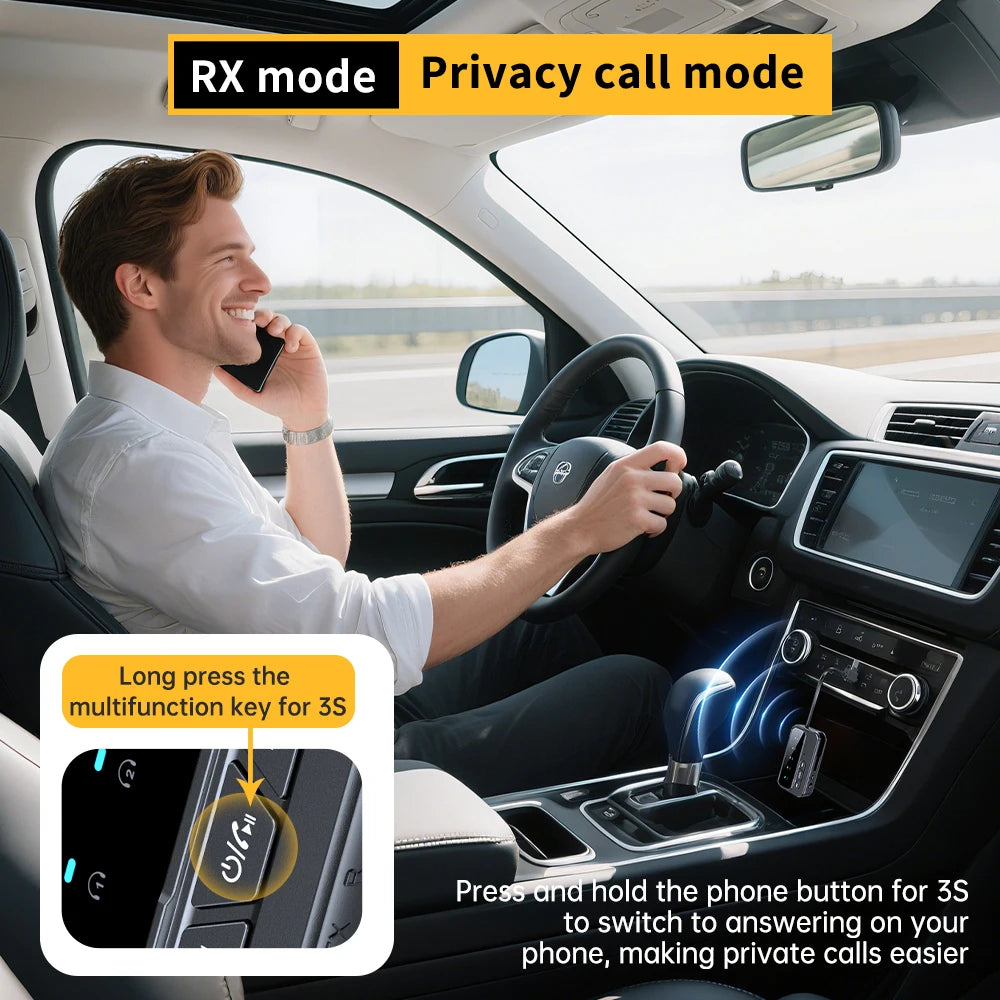 Bluetooth 5.4 Transmitter Receiver Supports to 2 Headphones/iphone AUX Wireless Audio Adapter for Car,Airplane,PC,Gym,Switch