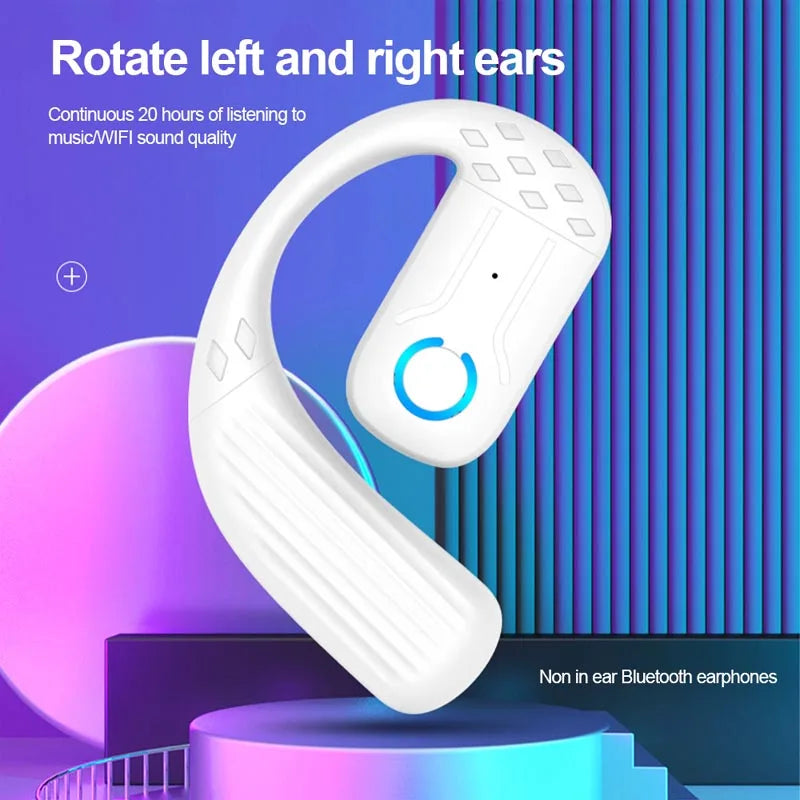 Bluetooth 5.2 Business Earphone Wireless Single Headphone with Mic Mini Ear Hook HiFi Stereo Music Earbud for Cellphone Car Call