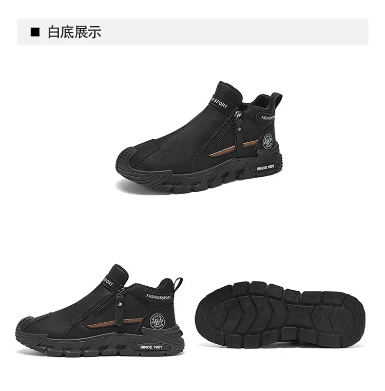 Men's High-Cut Casual Sports Shoes Anti-Slip Wear-Resistant Ankle Boots Outdoor Workwear Footwear for Comfortable Walking