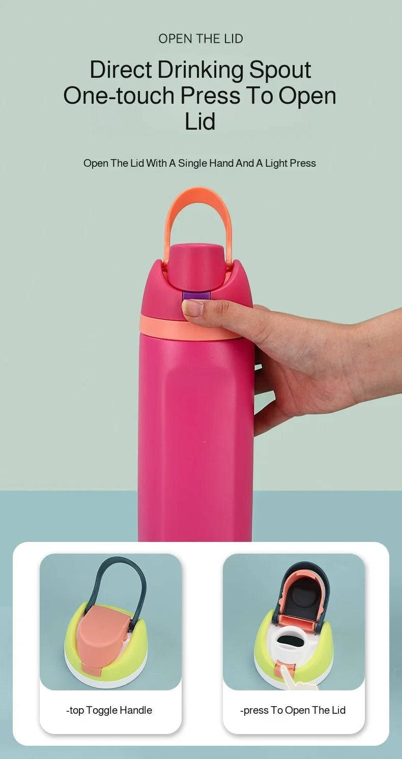 19/24/32oz Thermos Cup Fruit Mug Kids Straw Cup Vacuum Flasks Stainless Steel Travel Thermal Water Bottles