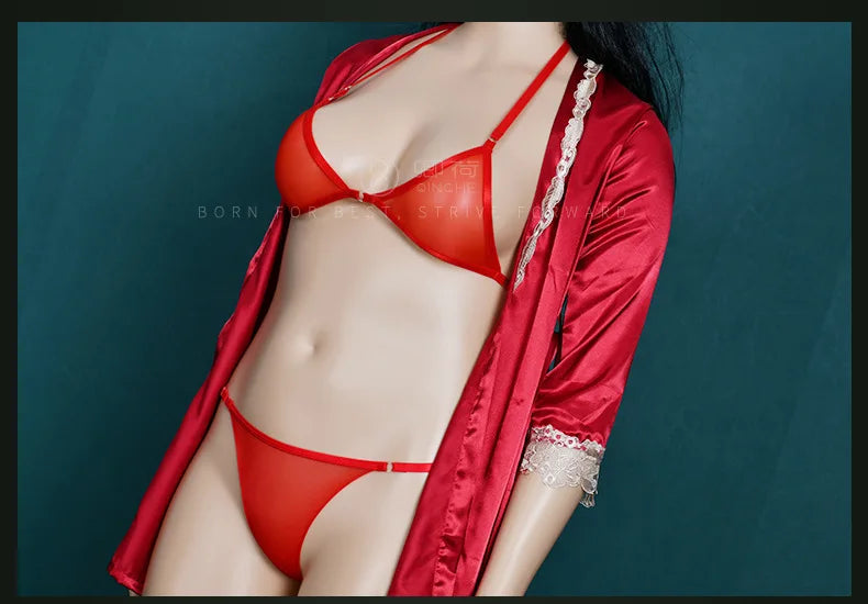 Sexy Women Bra Set Ultra-Thin Invisible Transparent Women's Lingerie Bra Panties Set Adjustable