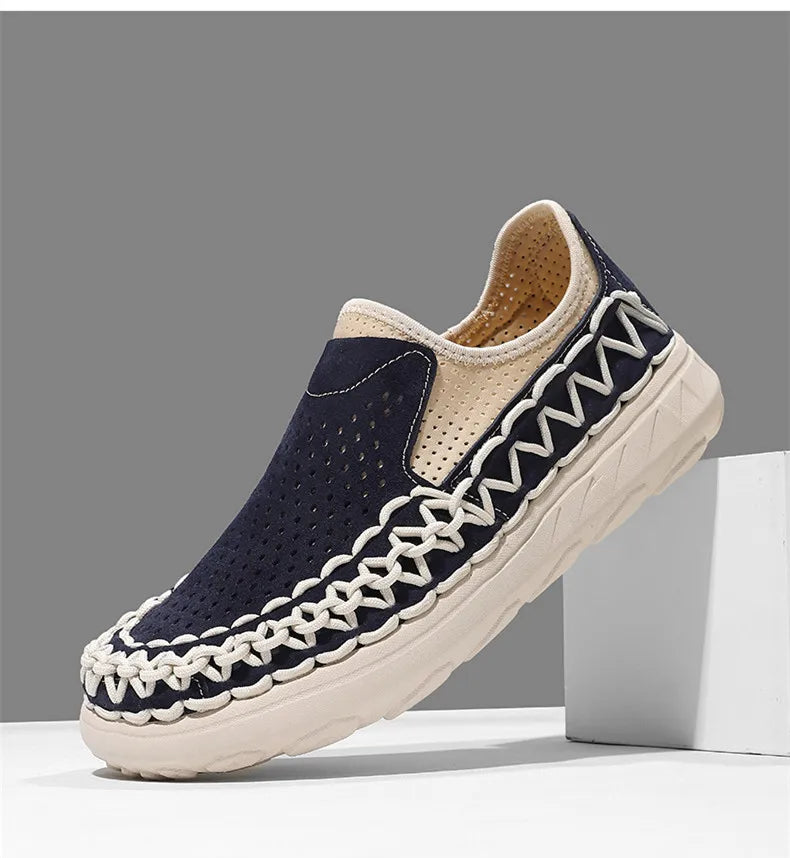 Summer Hand-woven Men's Shoes Fashion Men Casual Shoes Brand Designer Men Sneakers High Quality Outdoor Flats Driving Shoes