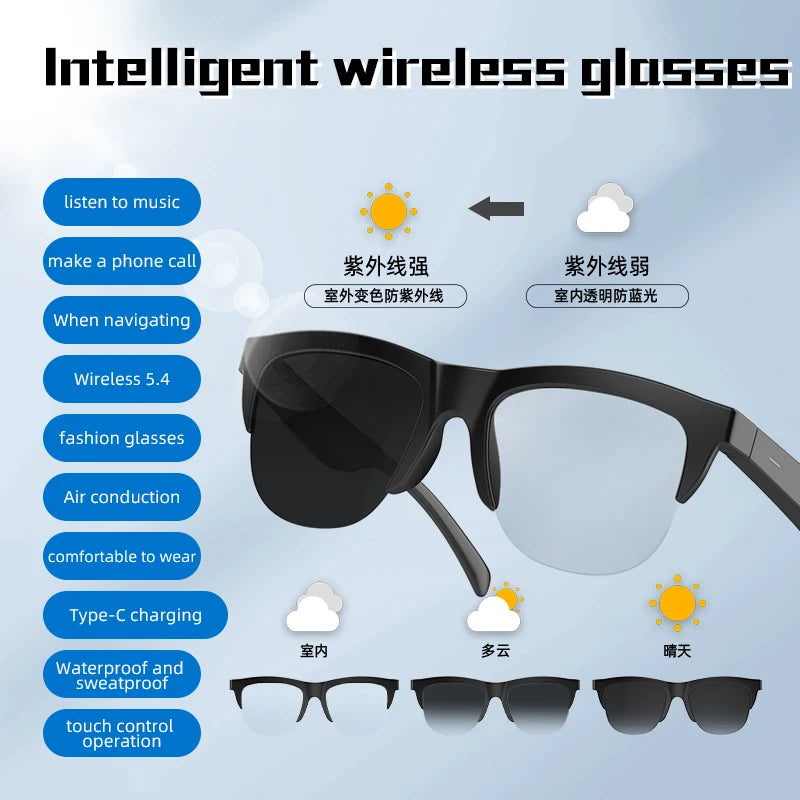 F01 F02 Bluetooth 5.3 Smart Glasses, Open Audio For Calls/Music, Long Battery, For Driving & Sports, Compatible With iOS Android