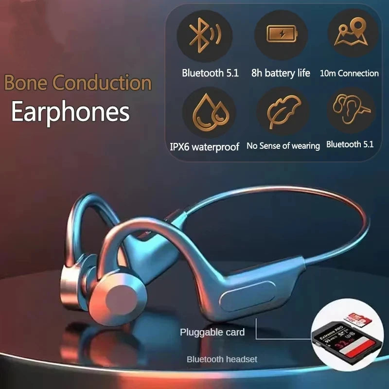 Bluetooth Bone Conduction Bluetooth Earphones Air Conduction Earphones Card Insertable Sports Waterproof Sweat Proof