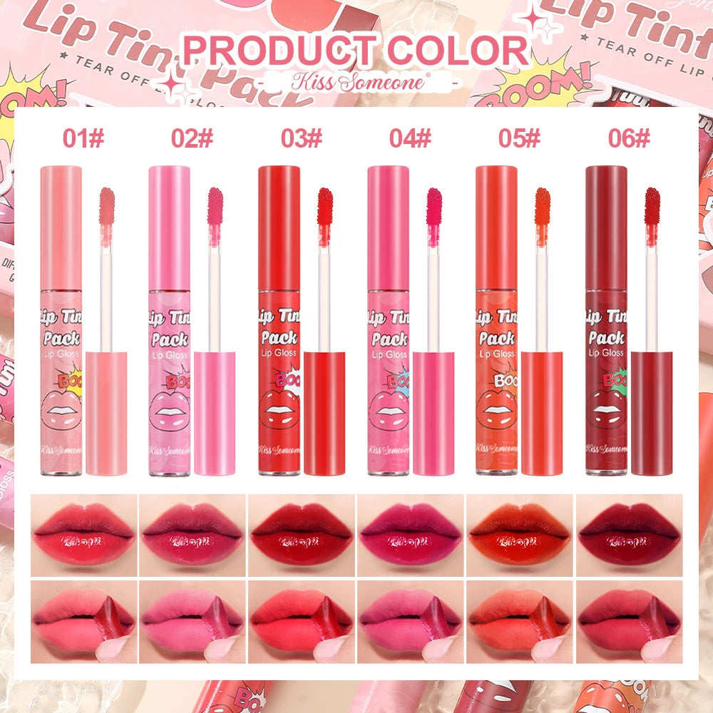 6pcs/1set Lip Stain, Peel Off Lip Stain Set, Long-Lasting, Moisturizing, Non-Drying,Smudge-Proof