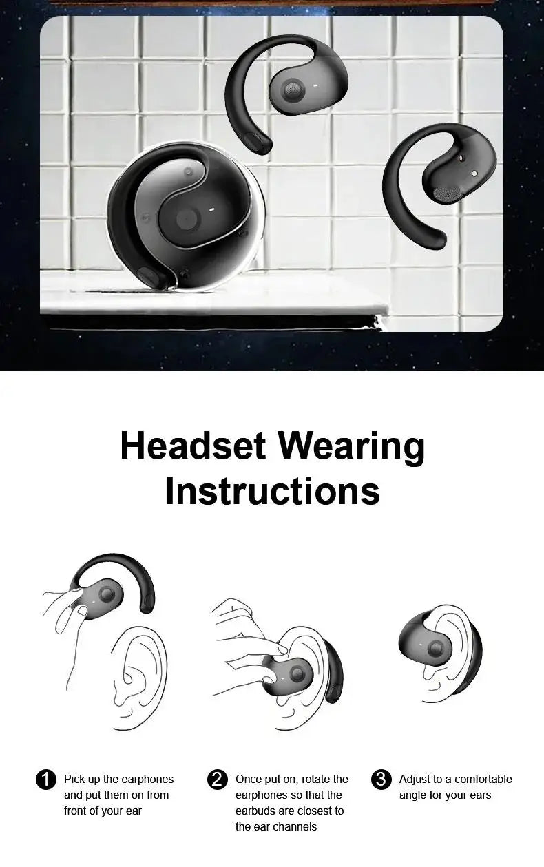 Wireless Headphones Bluetooth 5.4 Headset With Mic HiFi Stereo Sound Earphones Smart Touch Sports Waterproof Earbuds For iPhone