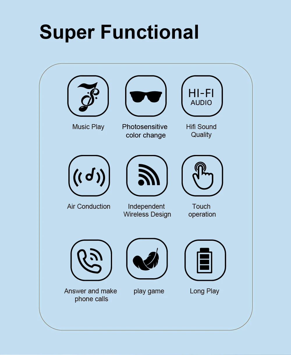 Sunglasses Glasses New Smart Bluetooth V5.3 Hands Free Calling Audio Outdoor Sports Headphones For Blue Light Blocking