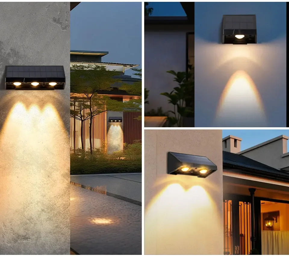Solar Wall Light Outdoor Garden Lights Solar Powered Waterproof Solar Porch Lights Wireless Wall Mount Lights for Yard Balcony