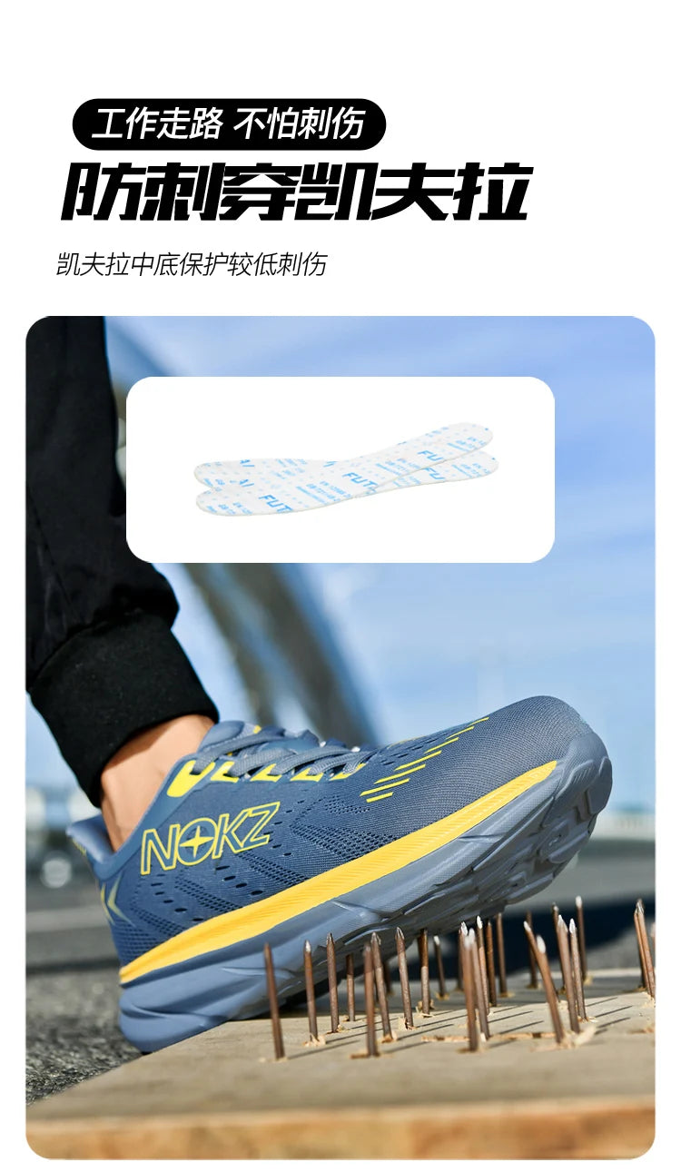 Men's Industrial Safety Shoes Anti-Slip Wear-Resistant Steel Toe Cap Protective Work Sneakers Breathable Comfortable for Constru