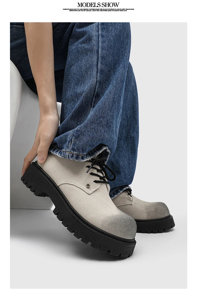 Men's shoes four seasons versatile casual non-slip wear-resistant comfort outdoor shoes youth fashion thick sole workwear shoes