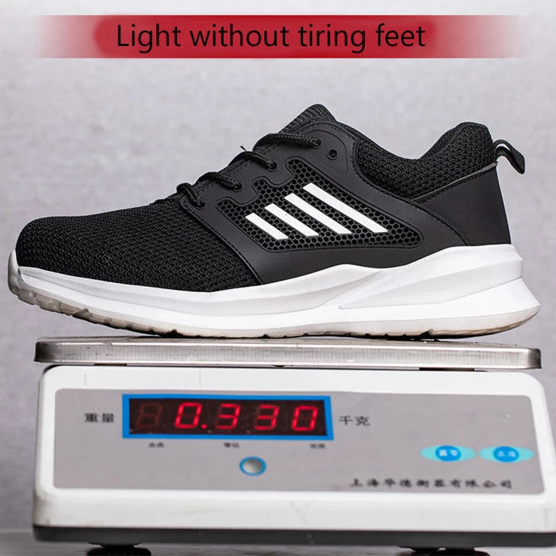 Men Work Sneakers Steel Toe Shoes light Breathable Safety Shoes Puncture-Proof Boots Fashion Indestructible Footwear Security
