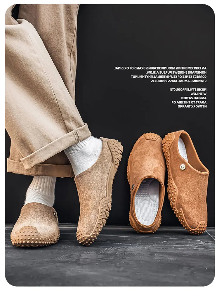 Fashion Slippers for Men Closed-toe Suede Slip Ons Shoes 2026 New Design Mens Casual Flats Loafers Comfortable Walking Shoes