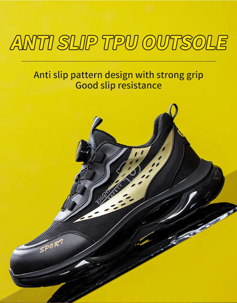 Steel Toe Safety Shoes Anti-smash Anti-Puncture Work Boots Men Slip Resistant Breathable Outdoor Work Indestructible Shoes