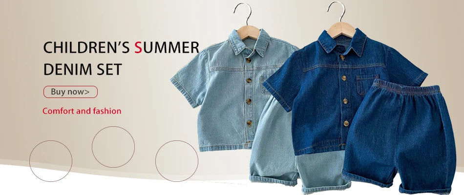 Summer baby clothes 0-5T solid color boys striped sleeveless T-shirt shorts set breathable girls vest short sleeved shorts set