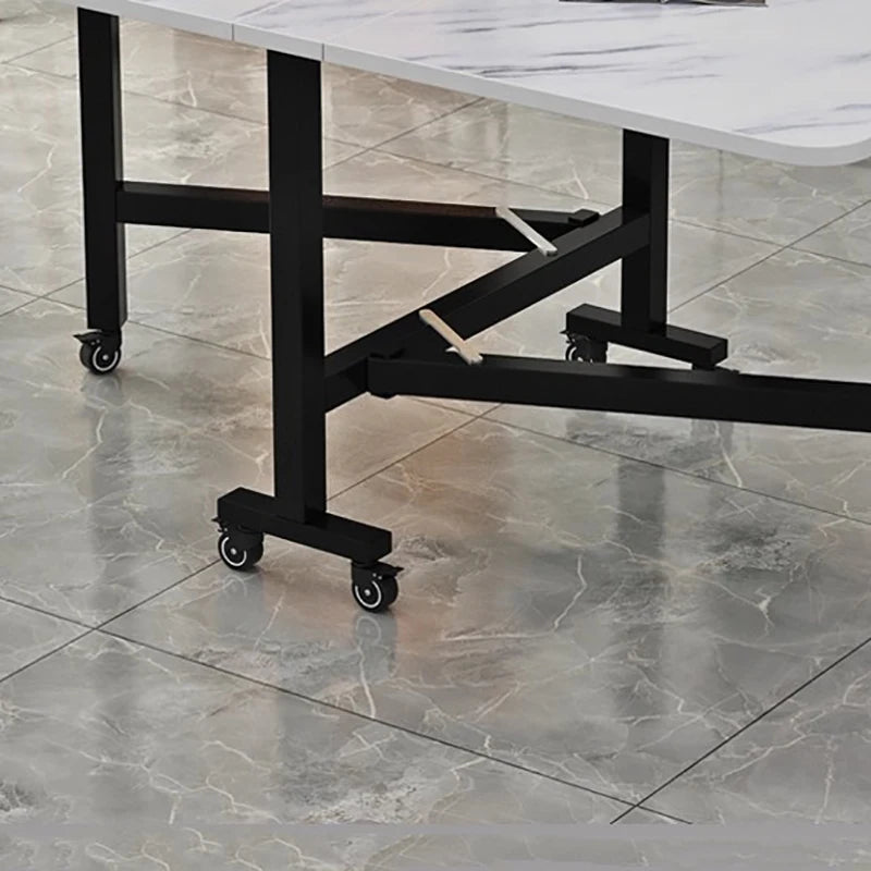 Folding Dining Table For Small Household Multifunctional Folding Rock Board Table Rectangular Living Room Movable Dining Table