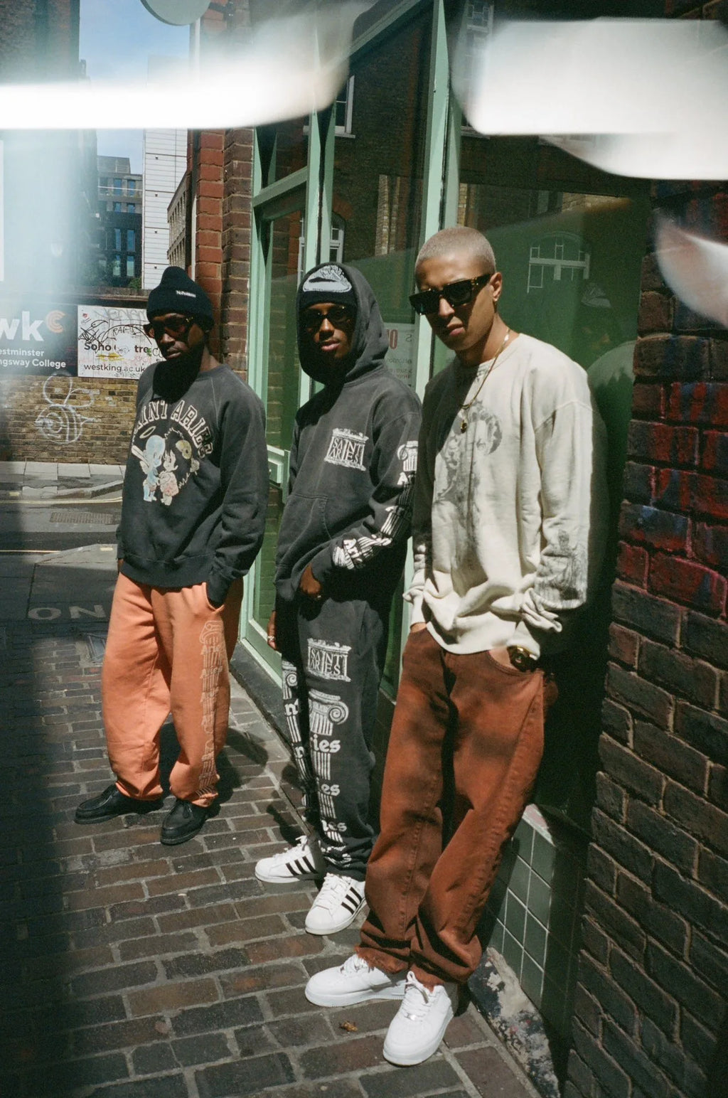 Aries  Collaborative New English Print Heavy Washed Cuffed Sweatpants Youthful Vitality All-Season Fleece-Lined ...