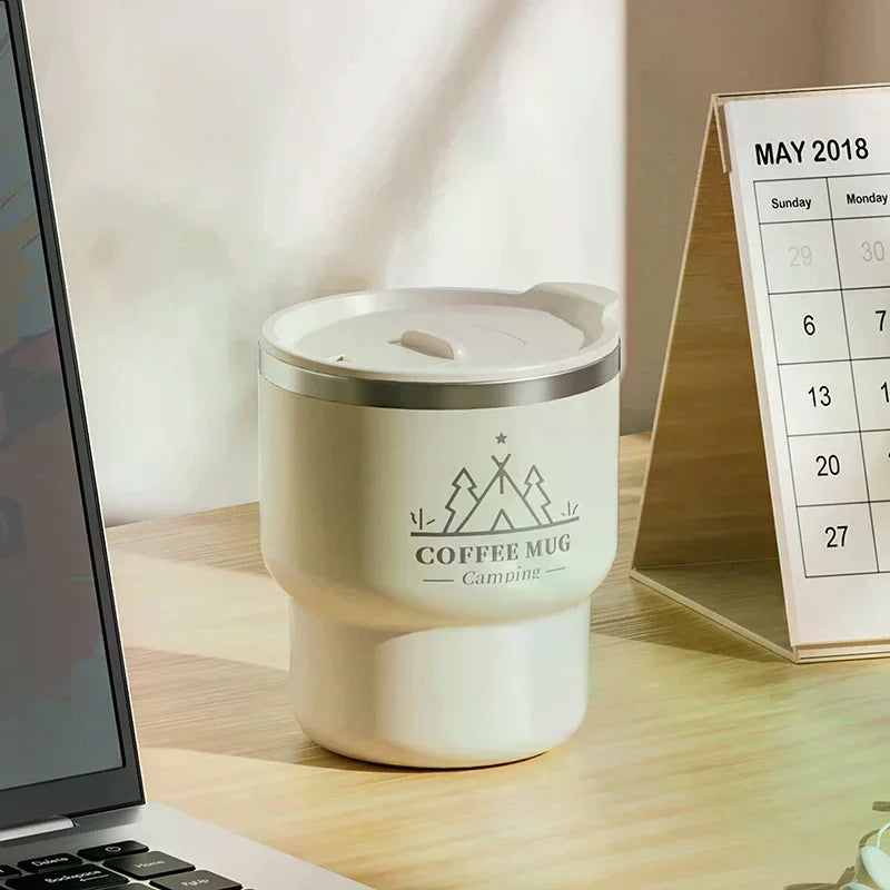400ML Thermal Cup 304 Stainless Steel Double Layer Insulated Water Cup Office Milk Coffee Mug Student Portable Sealed Tumbler