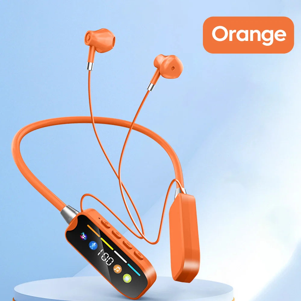 Bluetooth 5.4 Wireless Earphones Neck Mounted Headphones Gaming LED Display Hifi Stereo Sports Headset Halter Magnetic Earbud