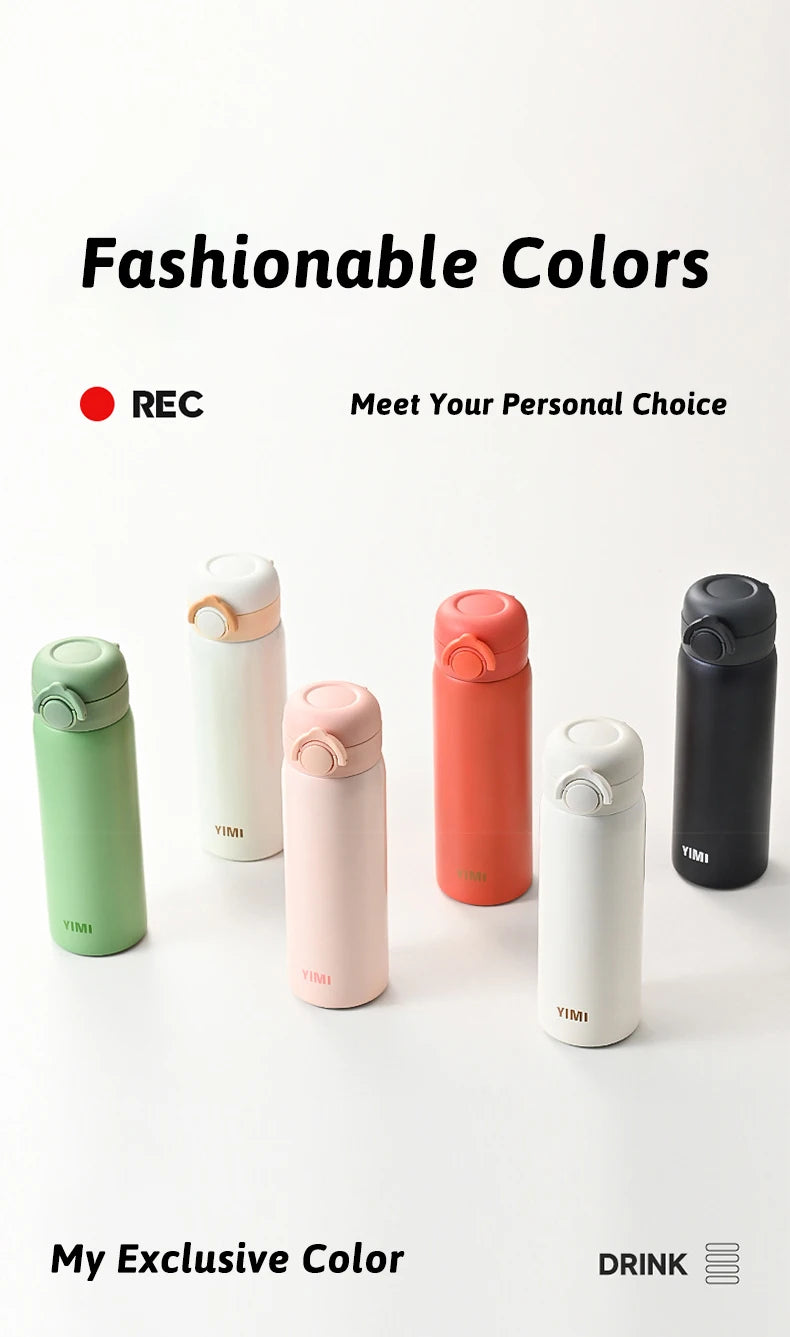 500ml Thermos Large Capacity Stainless Steel Thermal Water Bottle Portable Vacuum Cup with Handle Double-layer Travel Tumbler