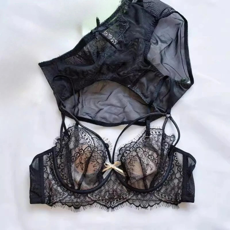 Lingerie Sexy Dentelle Ensemble, Ultra Fin Style Français, Bonnet Confort Anti Affaissement, Respirant Tailleur Confortable pour