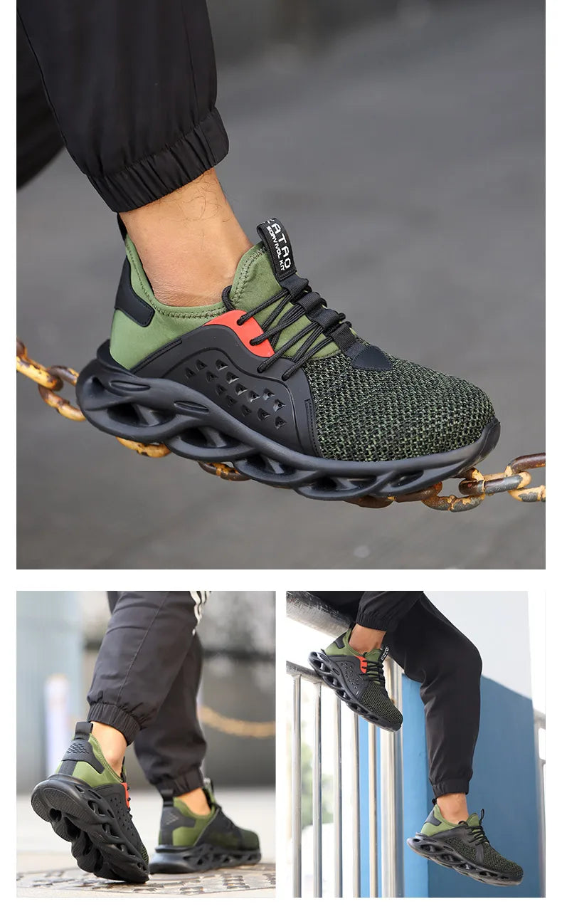 Work Safety Shoes Men Lightweight Indestructible Work Sneakers Security Steel Toe Shoes Safety Protective Boots Roofing Shoes