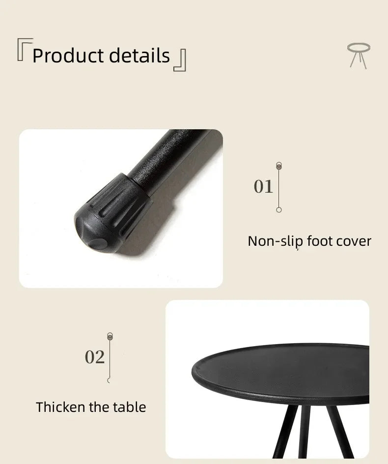 Telescopic Folding Round Table Outdoor Three-legged Dining Table Portable Aluminum Alloy Coffee Table Hike Picnic Liftable Table