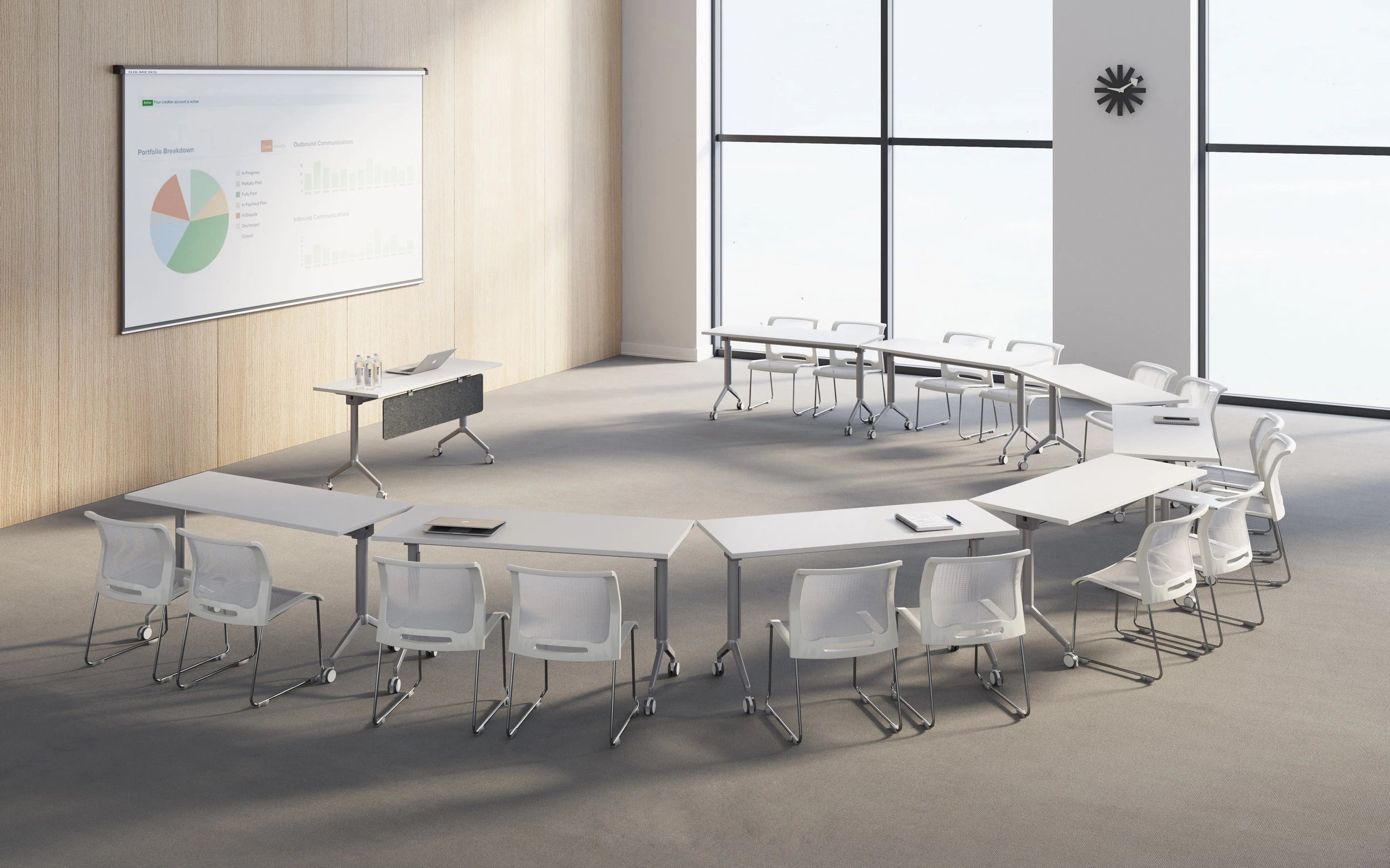 Modern Design Foldable Table With Wheels For Office For Business Meeting & Training Room Easy To Move & Store