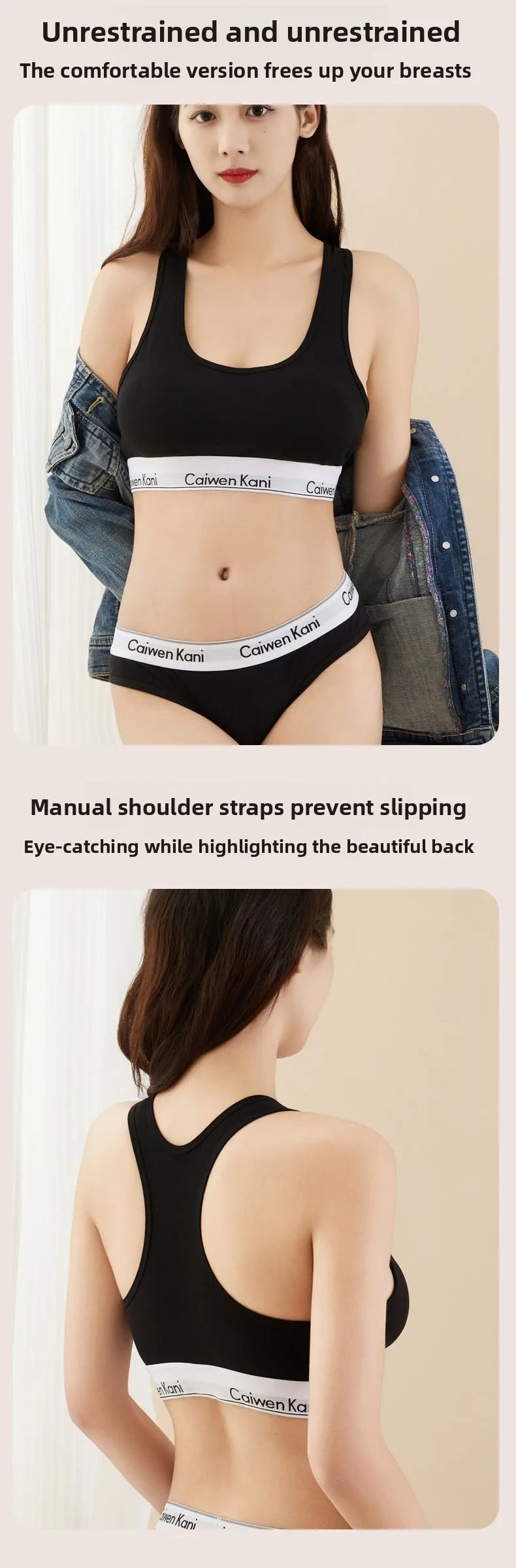 Women Bra and Panty Set Japanese Style Thin Push Up No Underwire Cotton Sexy Underwear Set for Teens