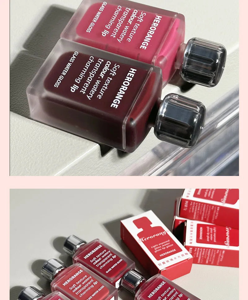 6 colors Light Glass-Like Lip Lacquer - Mirror Shine, Hydrating Formula; Smudge-Proof, Long-Wear, and Skin-Brightening