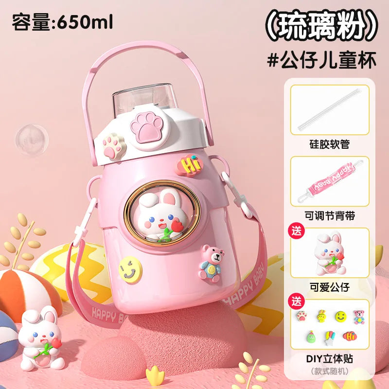 Cute Kawaii Thermal Mug 650ML 316 Stainless Steel Thermos for Tea Kid Children Drinks Stainless Steel Water Bottle