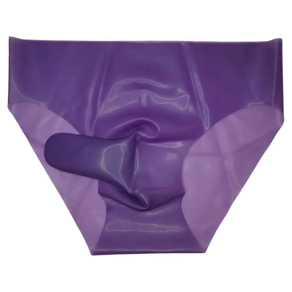 Lingerie Collection Erotic Seamless Rubber Shorts Latex Underpants Erotic Underwear Low Waist Design See-Through Material