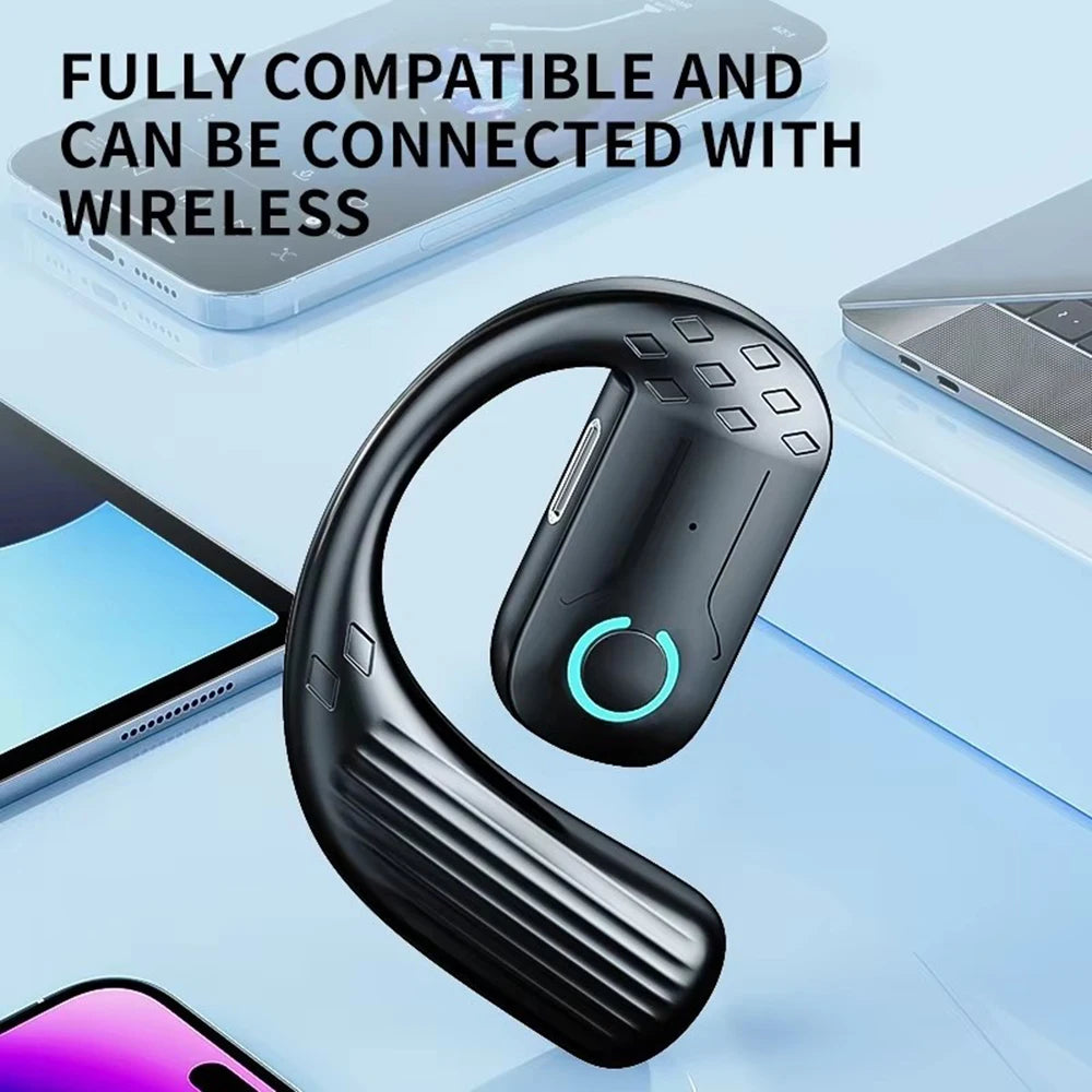 Bluetooth 5.4 Open 180° Rotation Wireless Business Headset With Mic Air Conduction Ear-hook Touch Control Sports Hifi Earphone